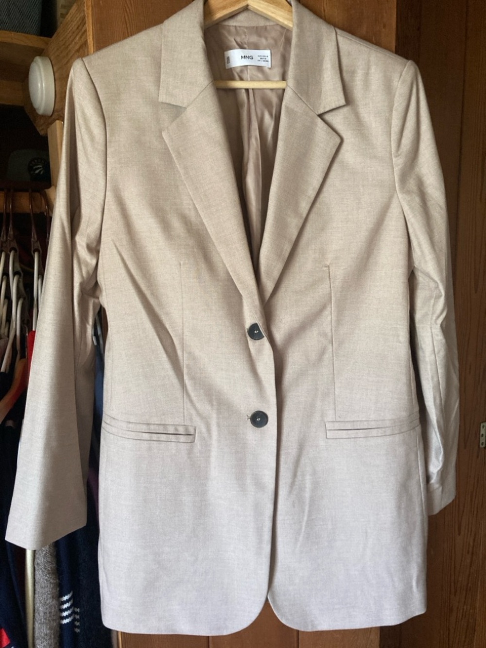 Mango Beige Longline Blazer